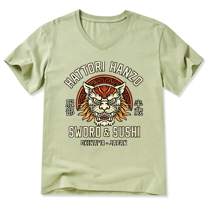 Hattori Hanzo Sword And Sushi Okinawa Japan T Shirt With Tiger Design