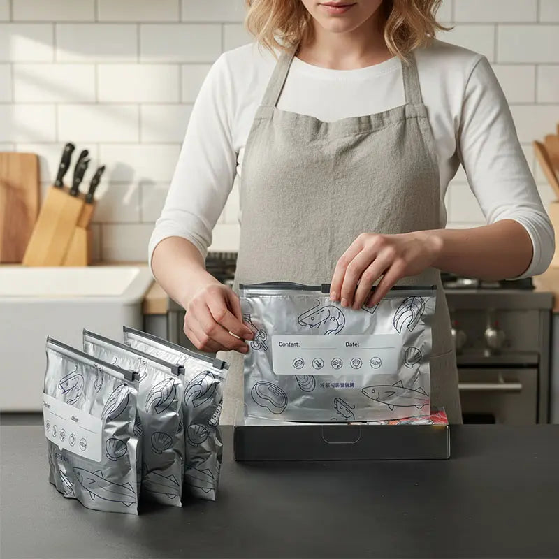 🥬🛡️Reusable upright aluminum foil sealing storage bags