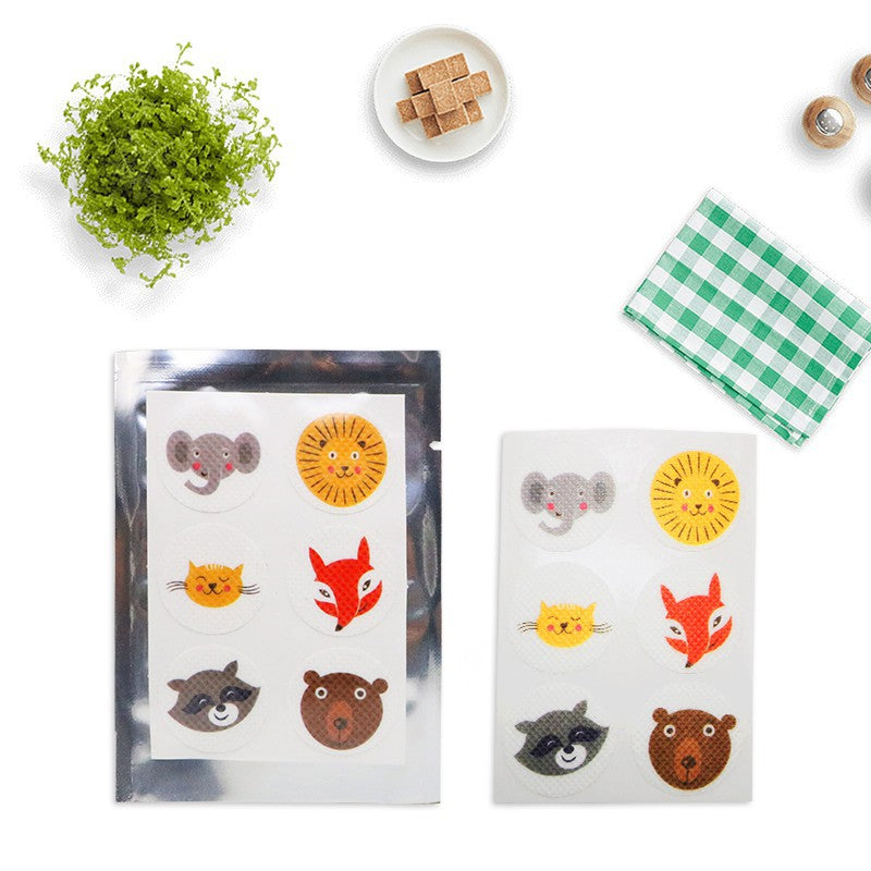 Kid‑Approved Cartoon Mosquito Repellent Patches | Natural Non‑Toxic Stickers, Owl/Chick/Fox/Panda Blind Box White Bag Pack for Family Outdoor Use