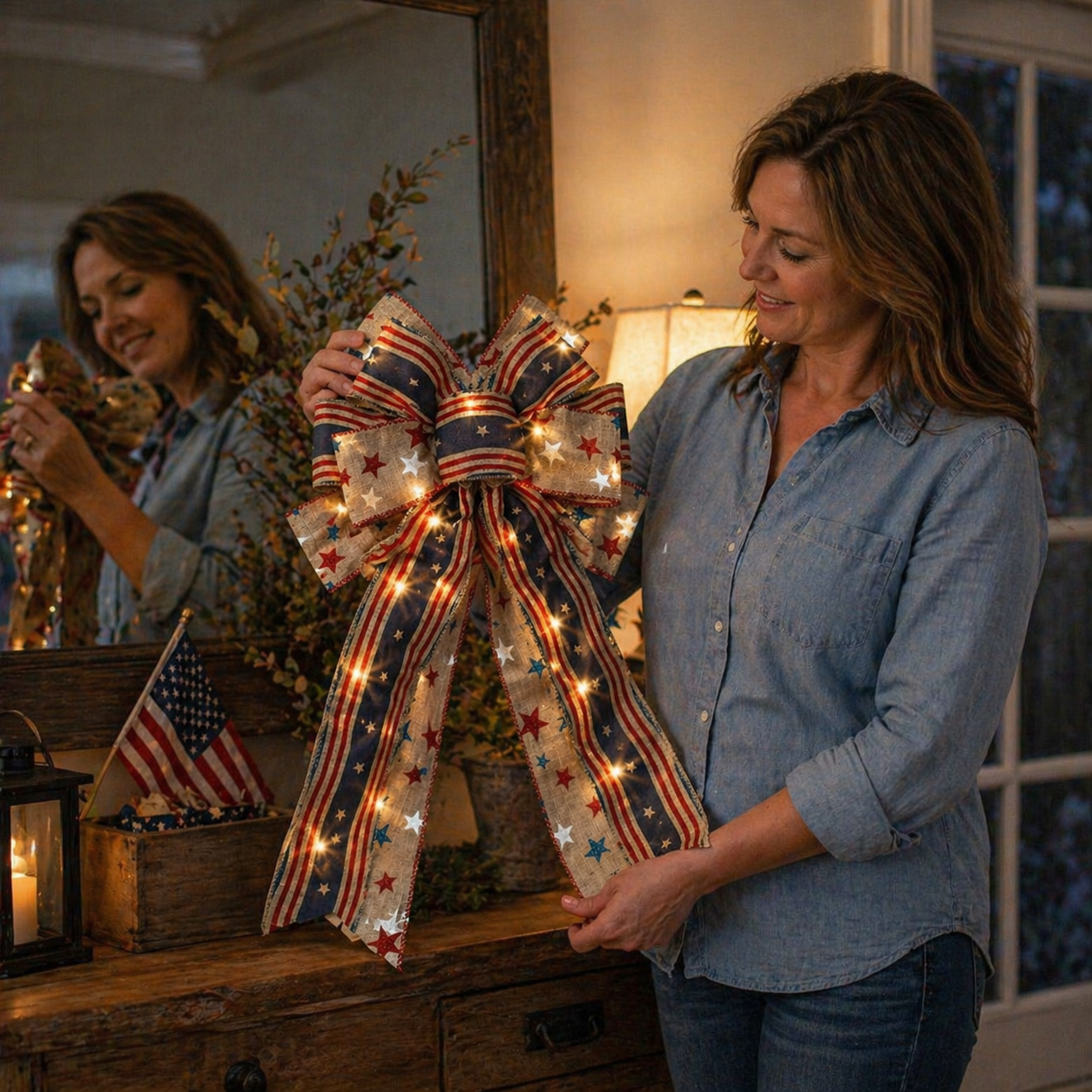 🎁🎁Handcrafted American Flag Wreath Decor for Front Doors 🇺🇸（🎉Best Decorative Effect - 4 PCS）