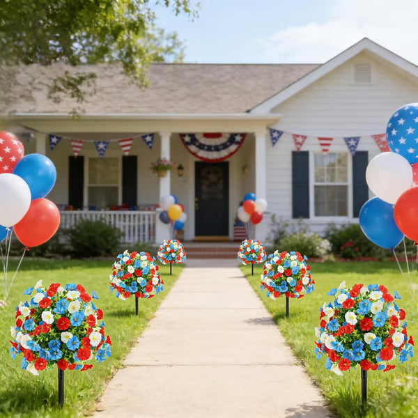 50K+ SOLD! 🔥 🇺🇸 Patriotic Artificial Flower Tree with Ground Spike🔥4th of July