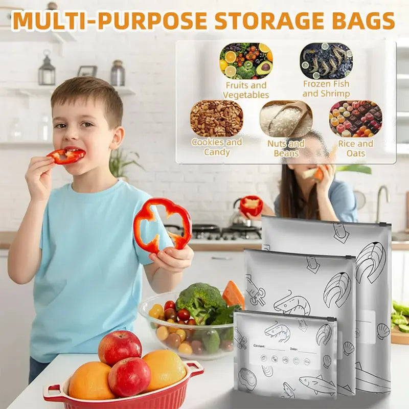 🥬🛡️Reusable upright aluminum foil sealing storage bags