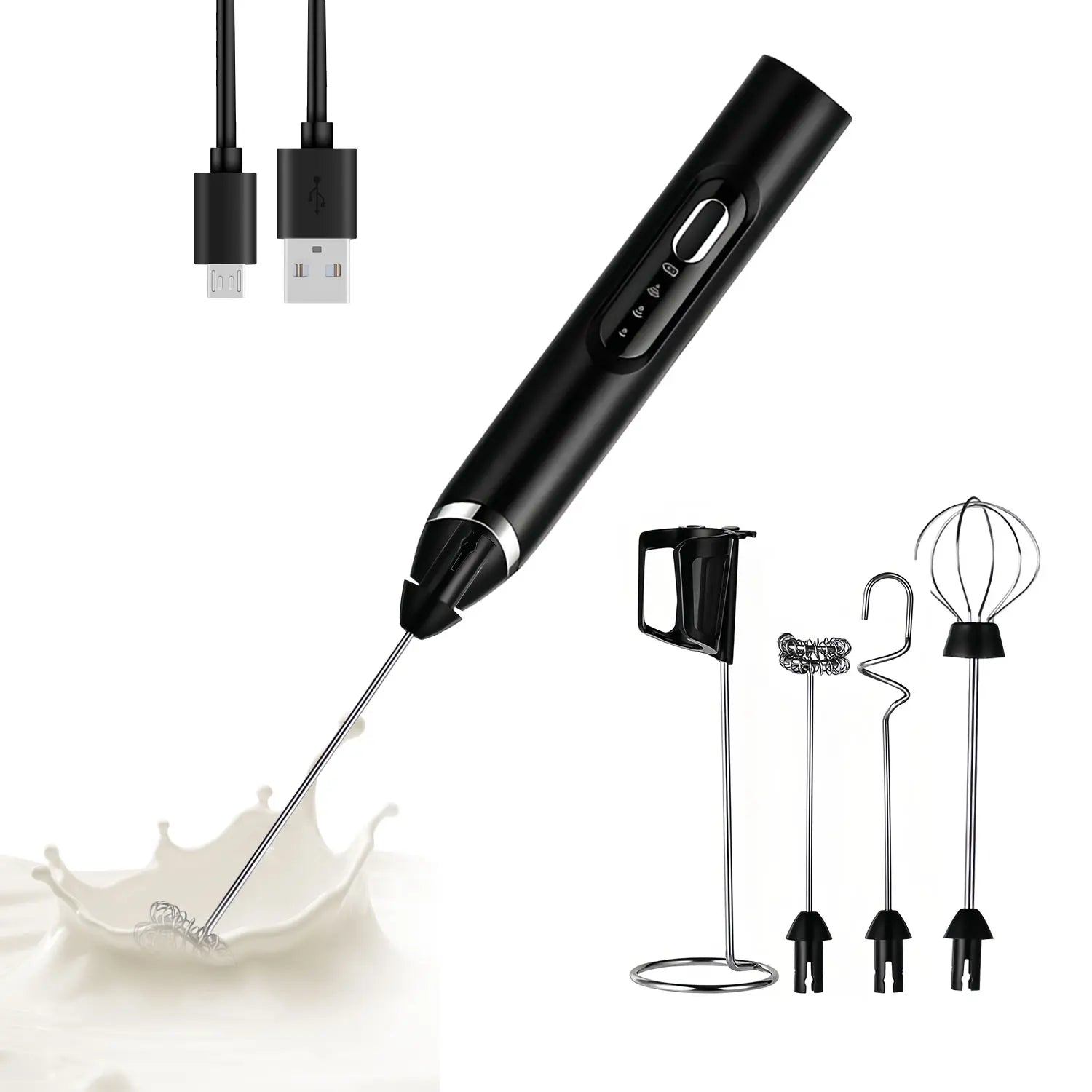 ⚡ Super Powerful Torque — Rechargeable Milk Frother Wand ☕3-Speed Handheld Foam Maker for Coffee, Matcha & Protein Shakes