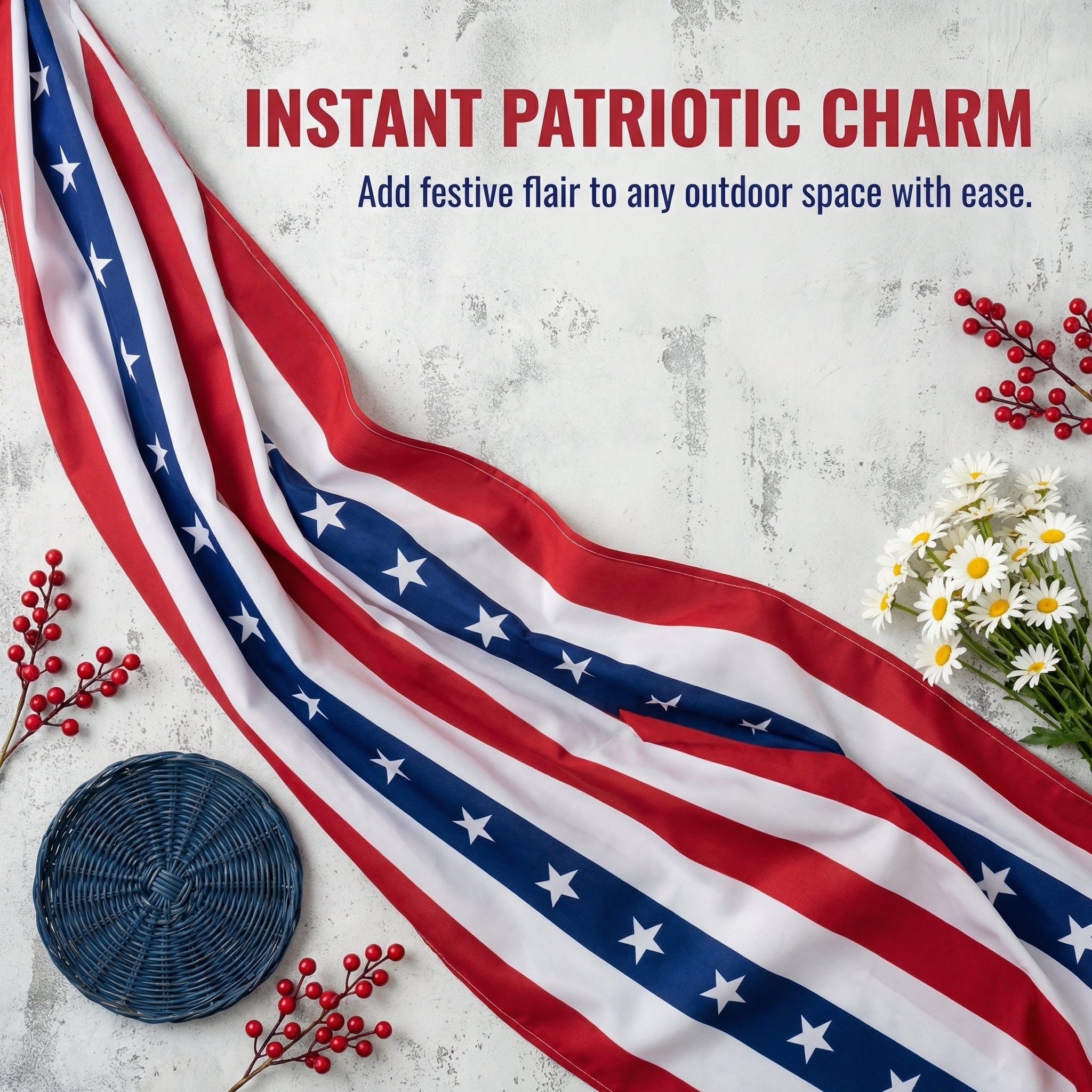 236"*20" Patriotic USA Banner – 250th Anniversary Red White Blue Bunting, Independence Day Outdoor Porch & Fence Decoration