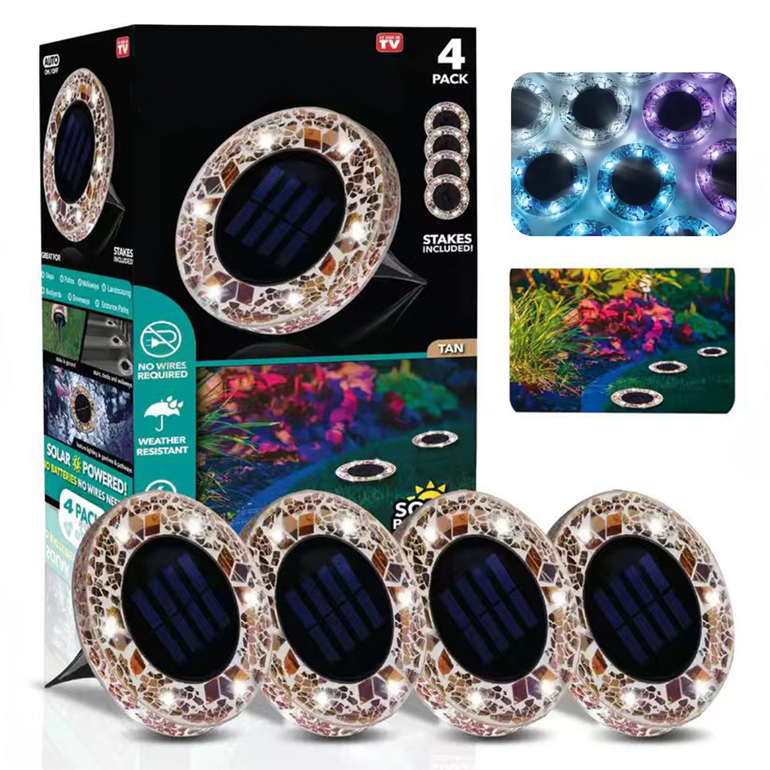 🛋️Solar Mosaic Lights – Waterproof LED Pathway Lights with Auto On/Off