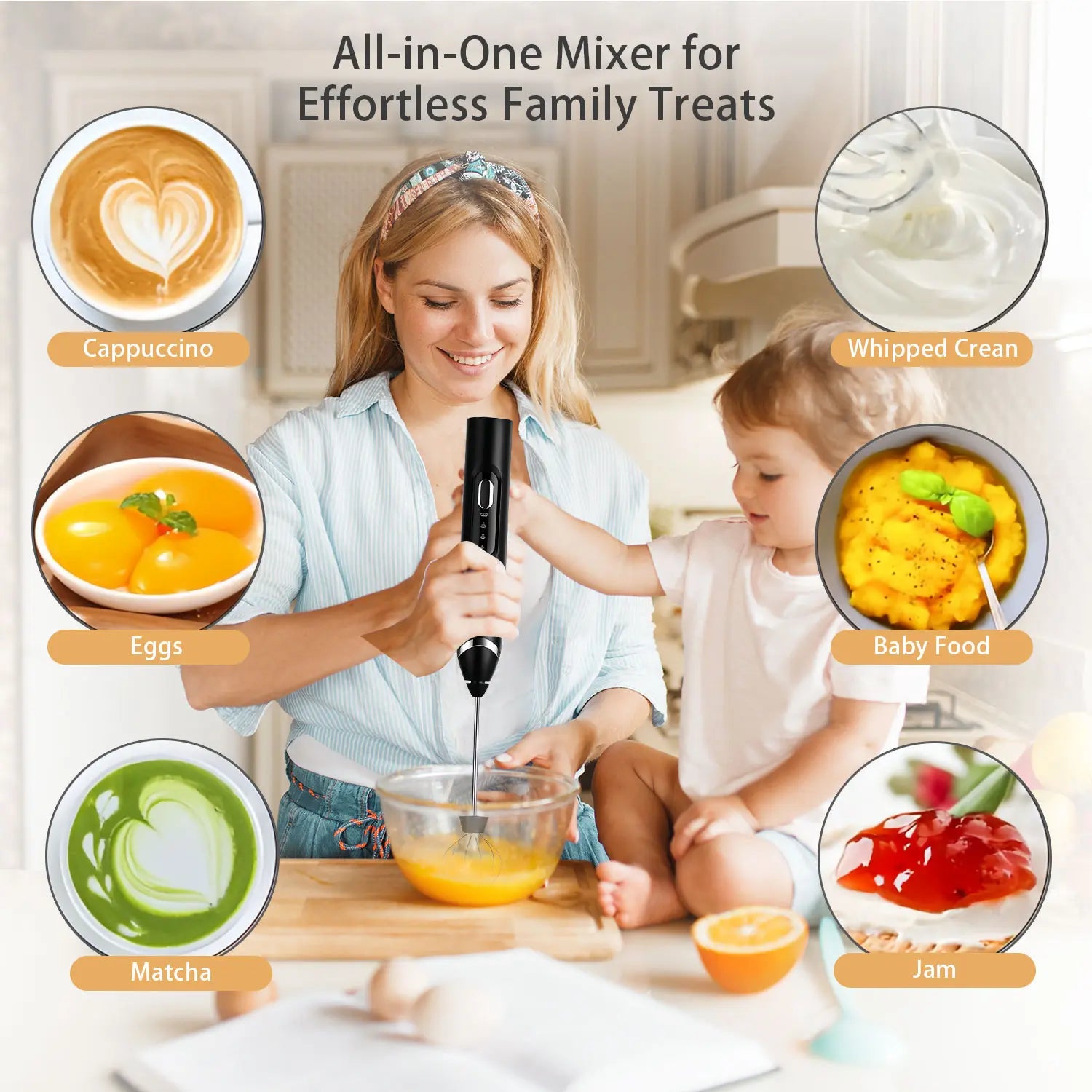 ⚡ Super Powerful Torque — Rechargeable Milk Frother Wand ☕3-Speed Handheld Foam Maker for Coffee, Matcha & Protein Shakes