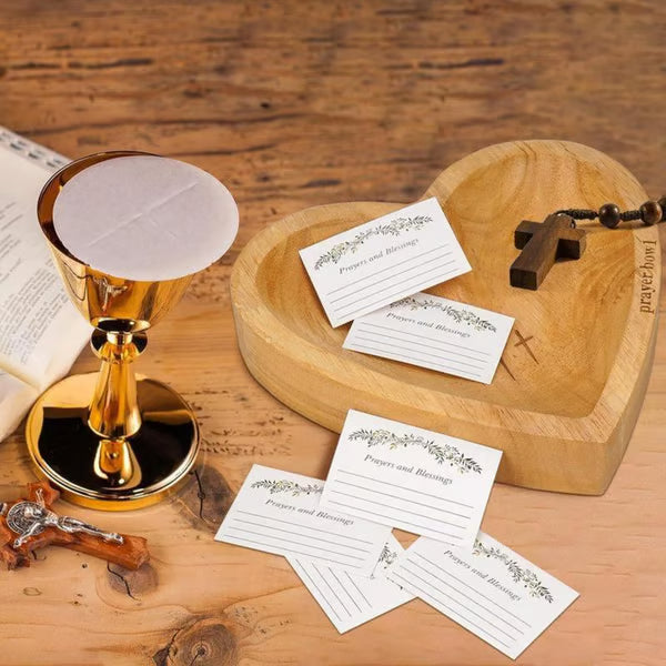 ✝️Inspirational❤ Wooden Heart Shaped Prayer Bowl Set – Handcrafted Religious Gift