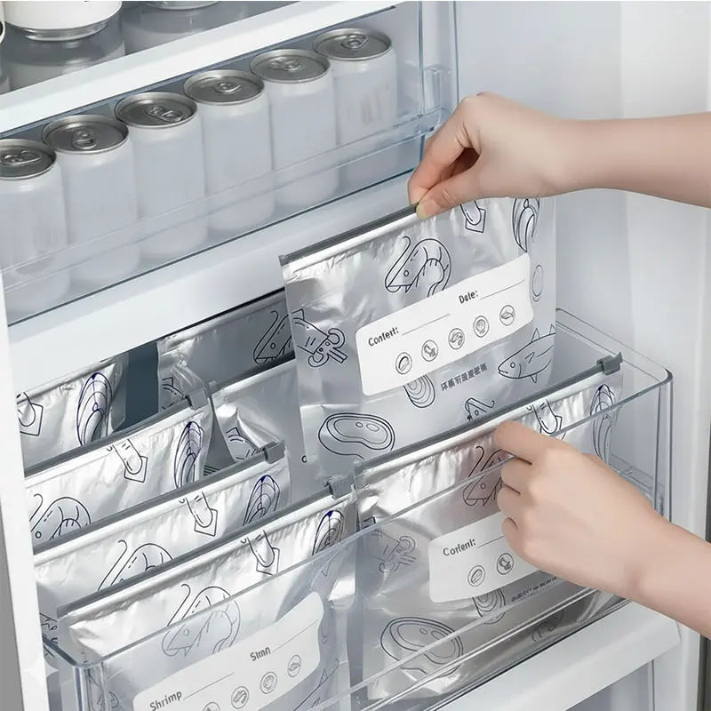 🥬🛡️Reusable upright aluminum foil sealing storage bags