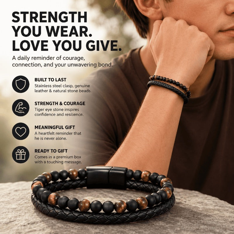 Tiger's Eye Leather Bracelet