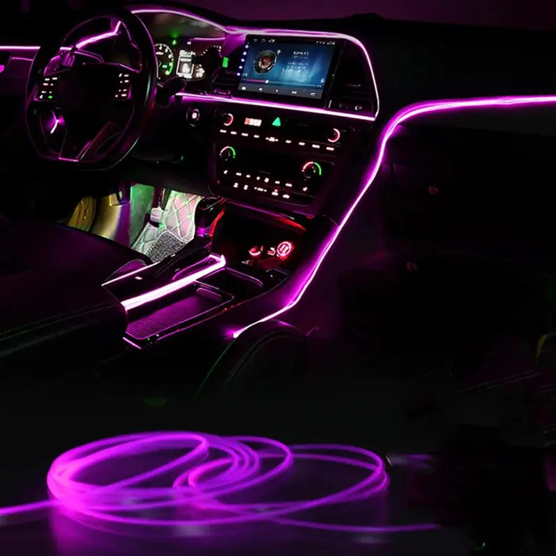 INSANE Car Glow Upgrade 🚗💡 USB Powered Ambient Fiber Lights That Transform Night Driving
