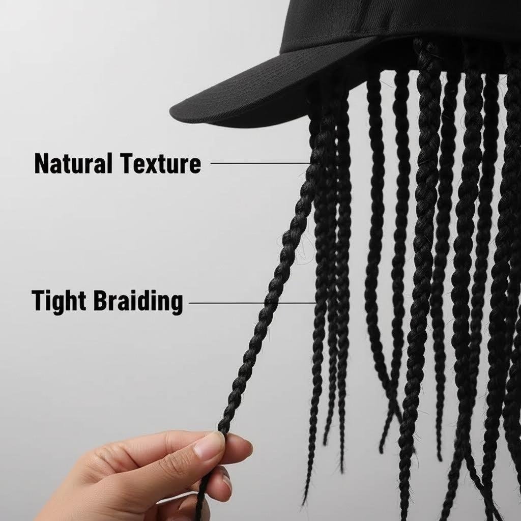 Hip-Hop Punk Baseball Cap with Braided Dreadlock Wig – Adjustable Snapback