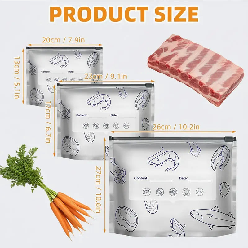 🥬🛡️Reusable upright aluminum foil sealing storage bags