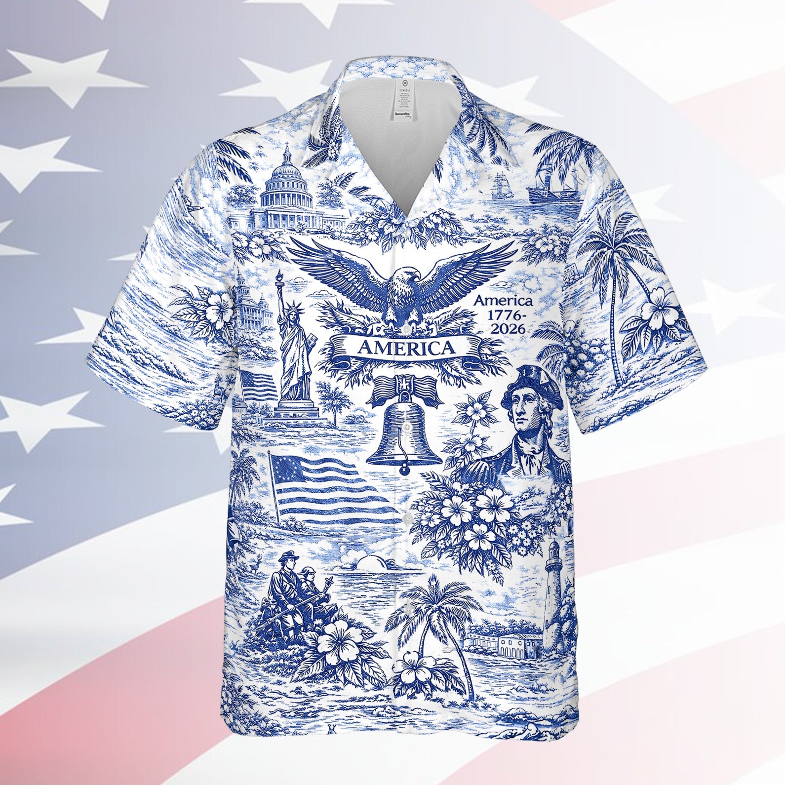 🇺🇸 250th Anniversary Patriotic Hawaiian Shirt 1776–2026 | Vintage American Heritage AOP Summer Shirt