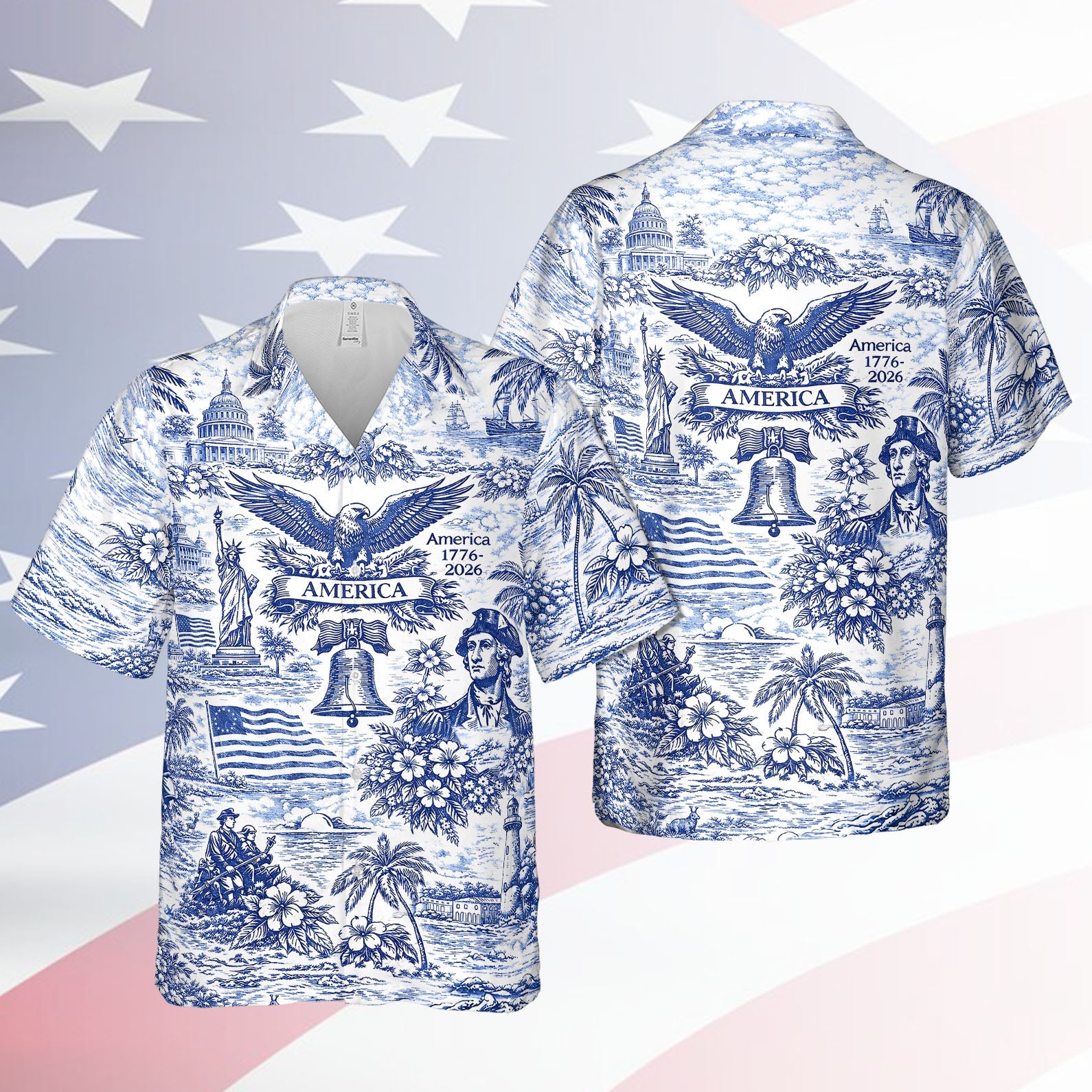 🇺🇸 250th Anniversary Patriotic Hawaiian Shirt 1776–2026 | Vintage American Heritage AOP Summer Shirt
