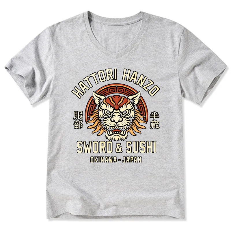 Hattori Hanzo Sword And Sushi Okinawa Japan T Shirt With Tiger Design