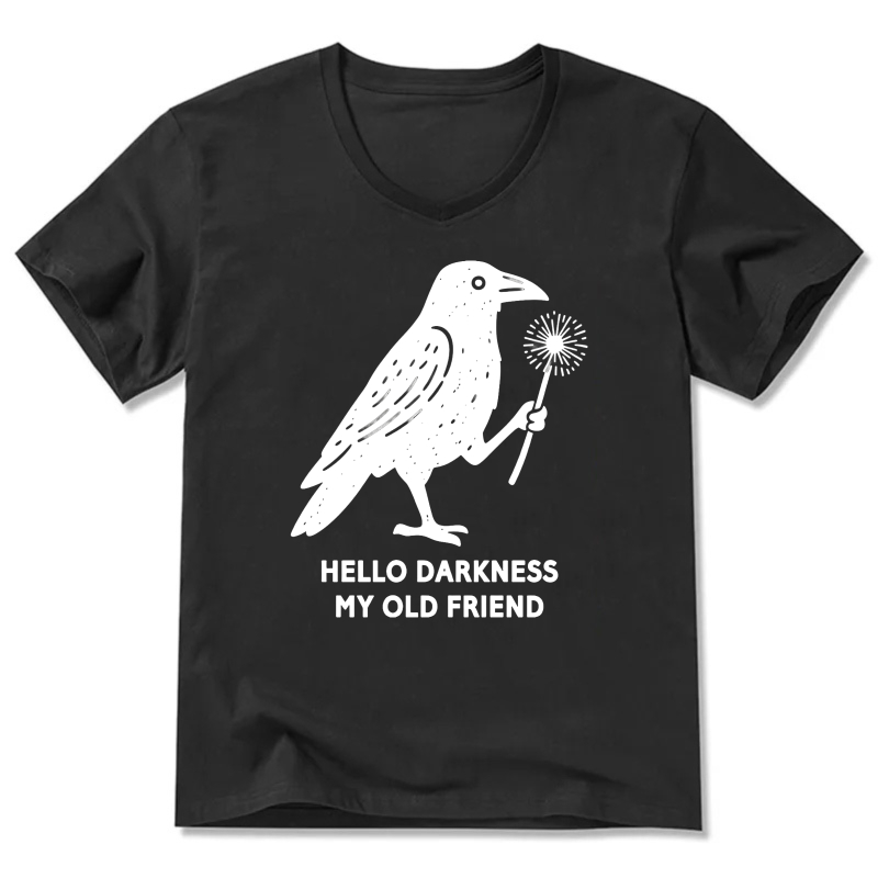 Hello Darkness My Old Friend Raven T-Shirt Black Bird Design
