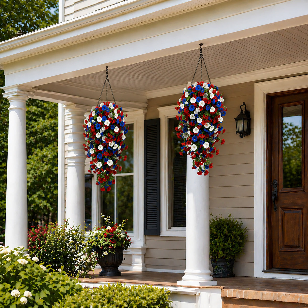 🏆Flash Sale-49% OFF⚡ 50K+ SOLD! Red, White & Blue Artificial Morning Glory Hanging Vines – 3-Piece Set