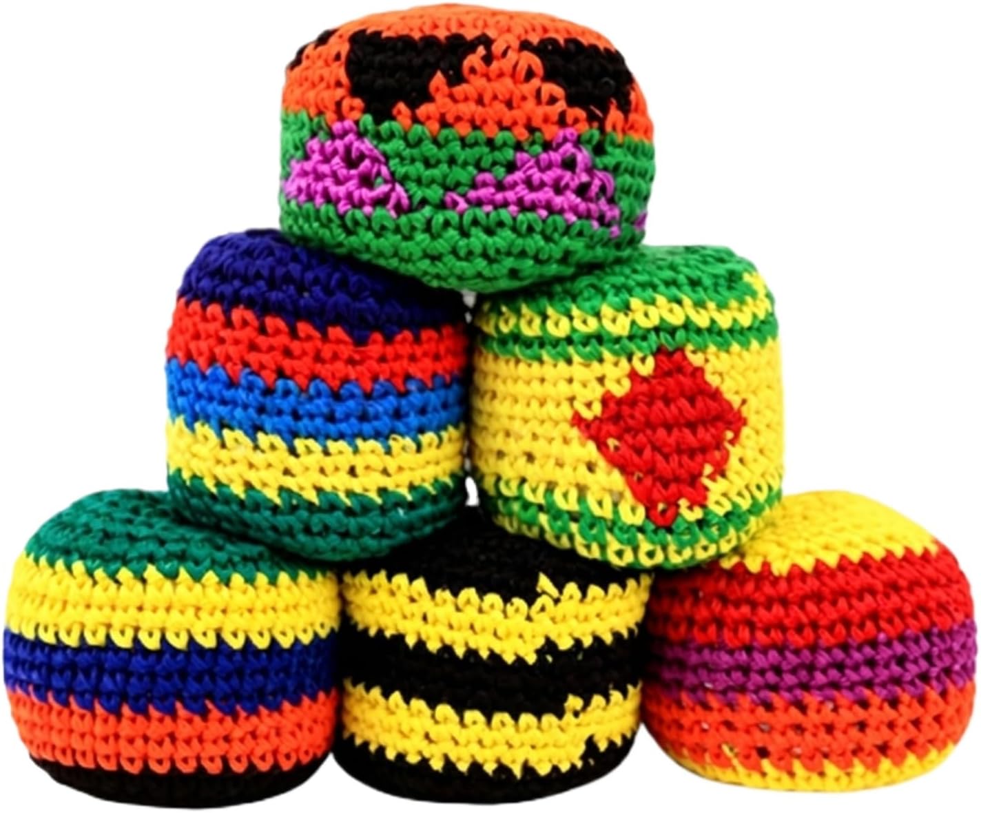 6 Pack Handmade Knitted Footbag Sack