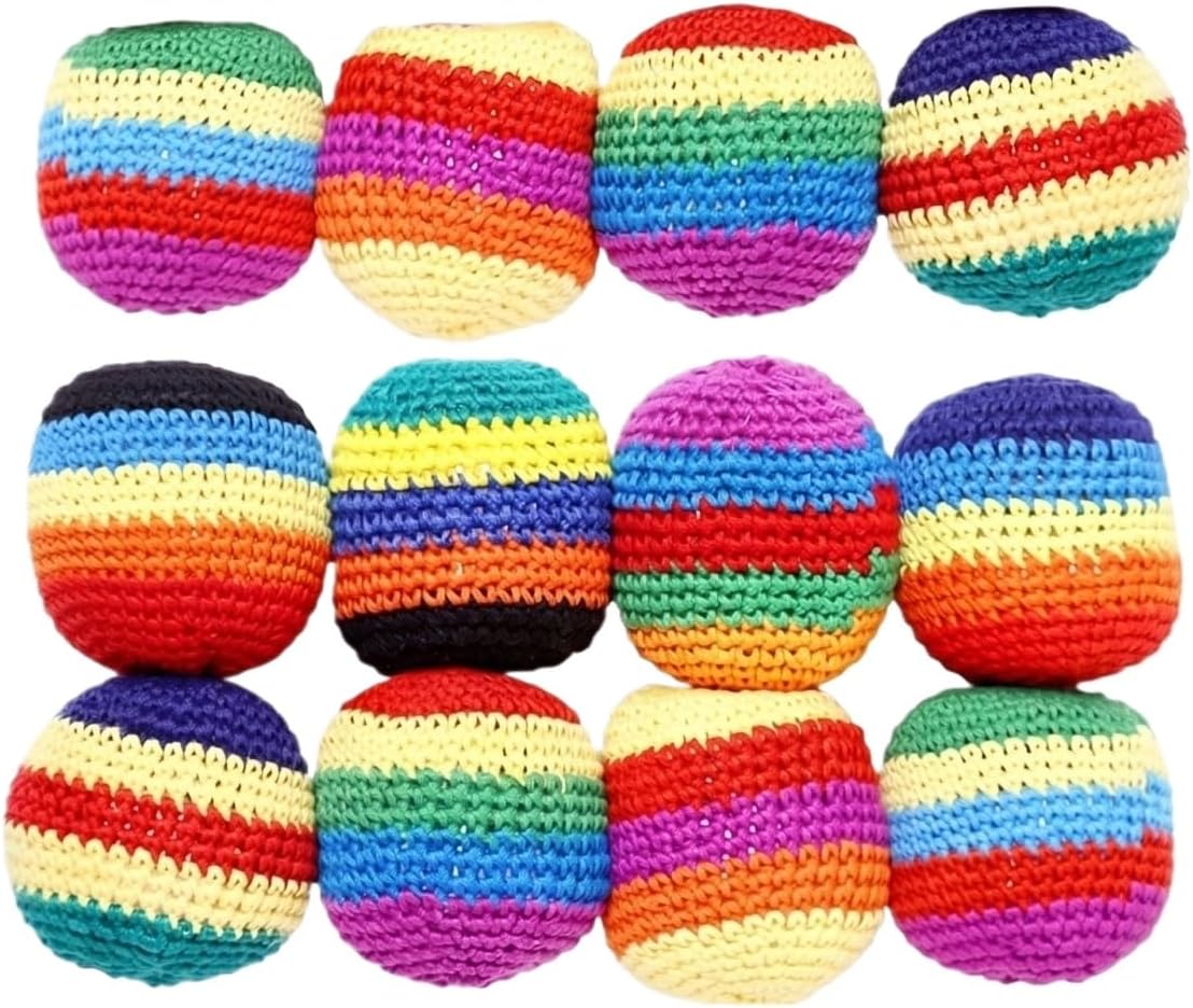 6 Pack Handmade Knitted Footbag Sack