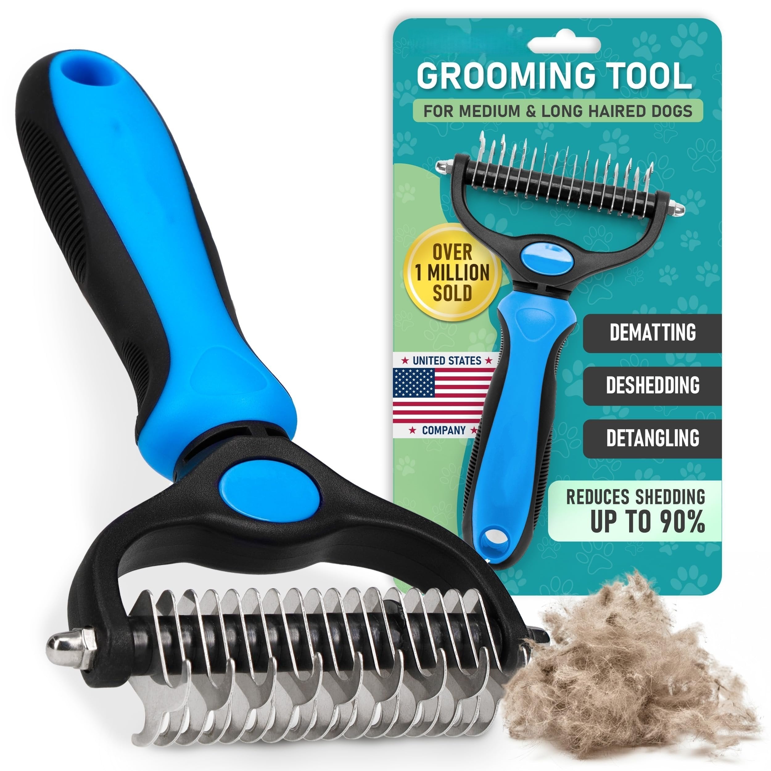 Professional Double-Sided Pet Grooming Rake ✨ Undercoat Deshedding Tool for Dogs & Cats 🐶🐱