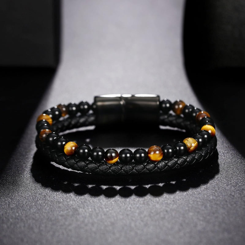 Tiger's Eye Leather Bracelet