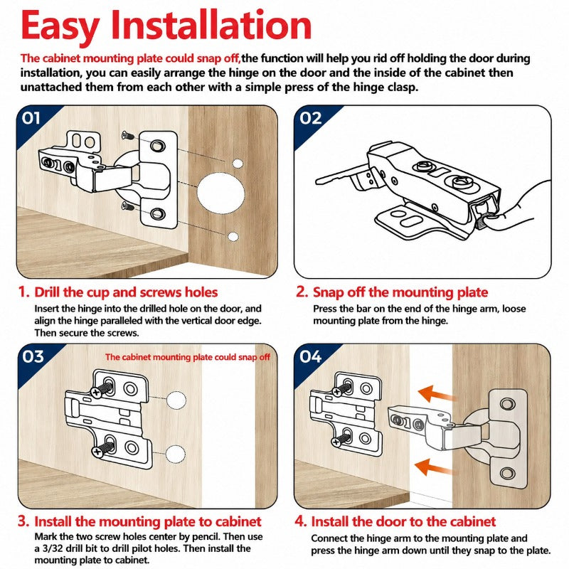 Easy Snap-On Cabinet Hinges