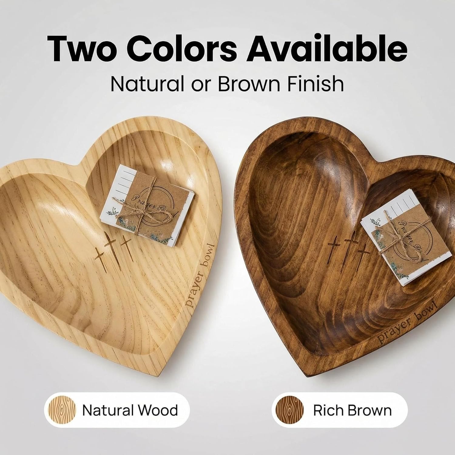 ✝️Inspirational❤ Wooden Heart Shaped Prayer Bowl Set – Handcrafted Religious Gift