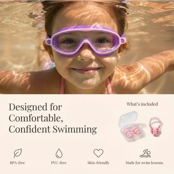 600A Series Anti‑Fog UV Protection Swim Goggles With Nose Clip & Ear Plugs Waterproof Swimming Glasses