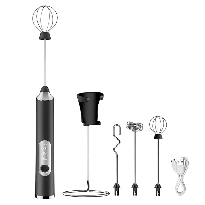 ⚡ Super Powerful Torque — Rechargeable Milk Frother Wand ☕3-Speed Handheld Foam Maker for Coffee, Matcha & Protein Shakes