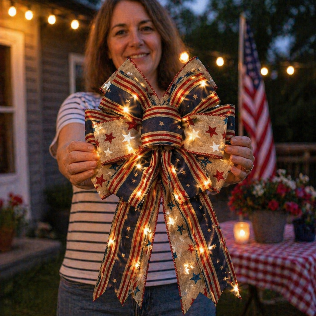 🎁🎁Handcrafted American Flag Wreath Decor for Front Doors 🇺🇸（🎉Best Decorative Effect - 4 PCS）