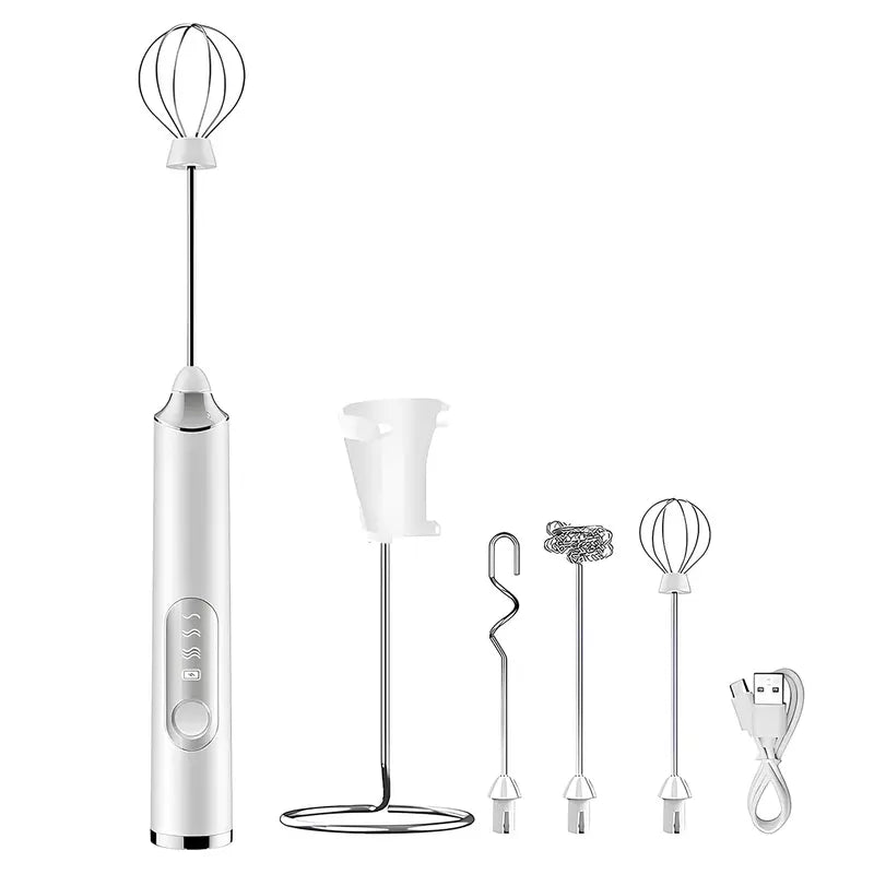 ⚡ Super Powerful Torque — Rechargeable Milk Frother Wand ☕3-Speed Handheld Foam Maker for Coffee, Matcha & Protein Shakes
