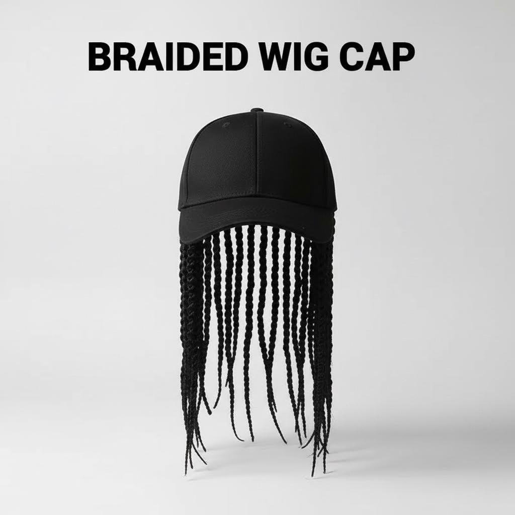 Hip-Hop Punk Baseball Cap with Braided Dreadlock Wig – Adjustable Snapback