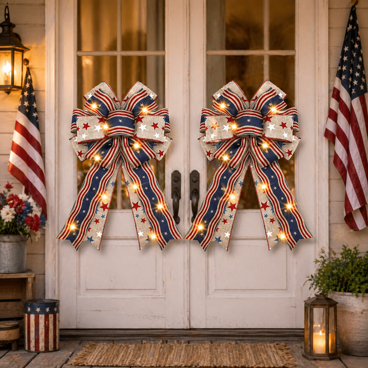🎁🎁Handcrafted American Flag Wreath Decor for Front Doors 🇺🇸（🎉Best Decorative Effect - 4 PCS）