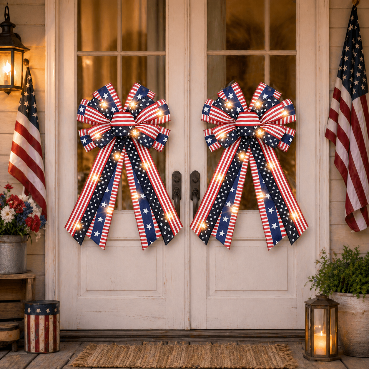 🎁🎁Handcrafted American Flag Wreath Decor for Front Doors 🇺🇸（🎉Best Decorative Effect - 4 PCS）