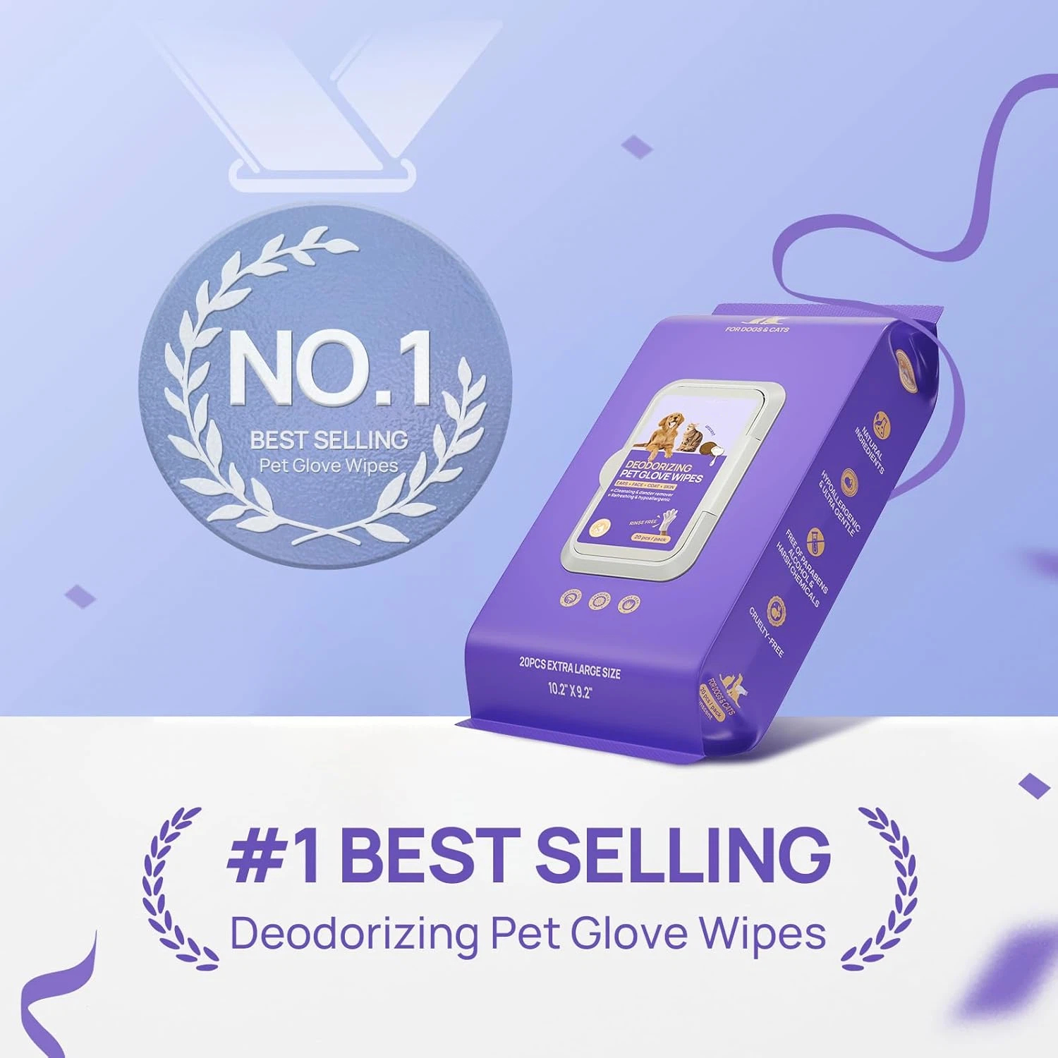 PET Glove Wipes | High-Efficiency Deodorizing & Grooming Gloves | Professional Deep Clean with a Loving Stroke | Instant Refresh for Sensitive Pets | No More Water Stress – Clean & Comfy in Minutes