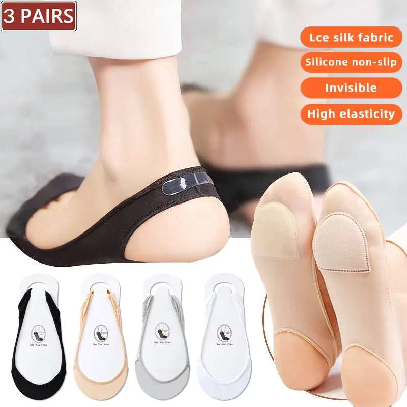 12 Pairs Invisible Summer Silicone Non-Slip Boat Socks for High Heels