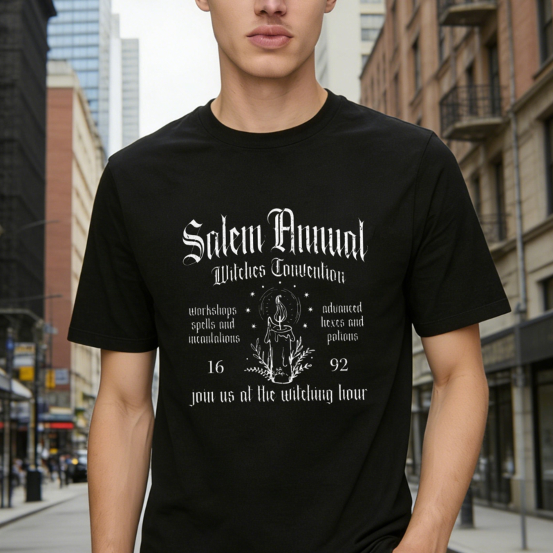 Salem Annual Witches Convention Gothic Vintage Halloween Graphic T-shirt