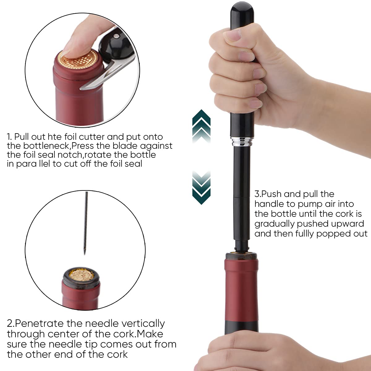 🍷 Only $8.99 Each — Air Pressure Wine Opener, Open Wine in 10 Seconds!🍾