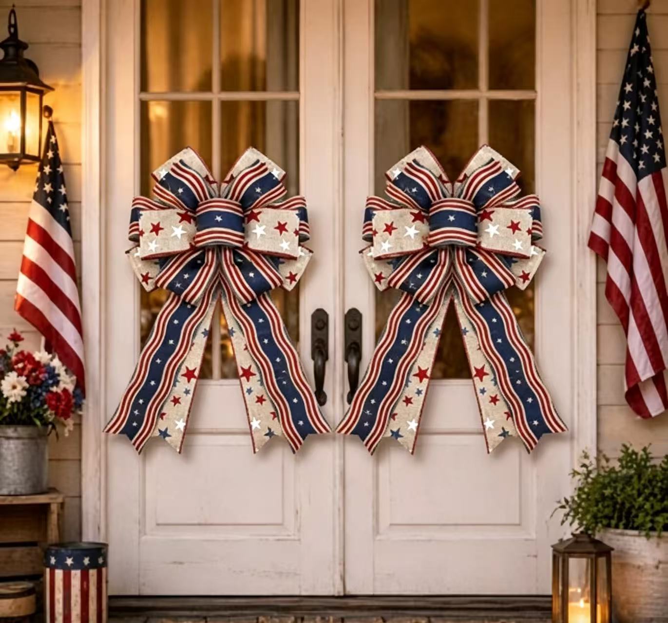 🎁🎁Handcrafted American Flag Wreath Decor for Front Doors 🇺🇸（🎉Best Decorative Effect - 4 PCS）