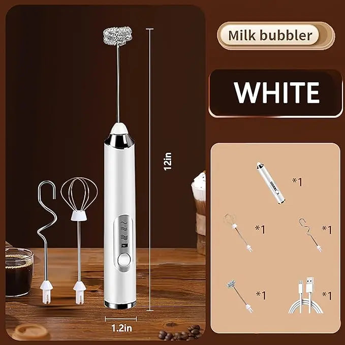 ⚡ Super Powerful Torque — Rechargeable Milk Frother Wand ☕3-Speed Handheld Foam Maker for Coffee, Matcha & Protein Shakes