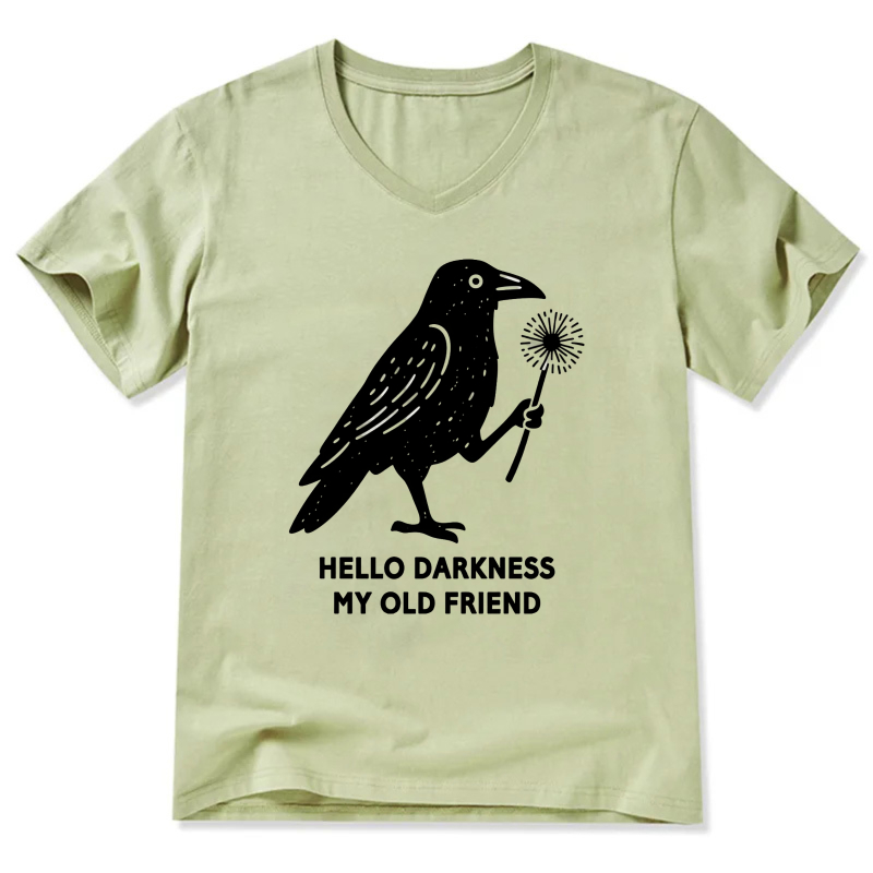 Hello Darkness My Old Friend Raven T-Shirt Black Bird Design