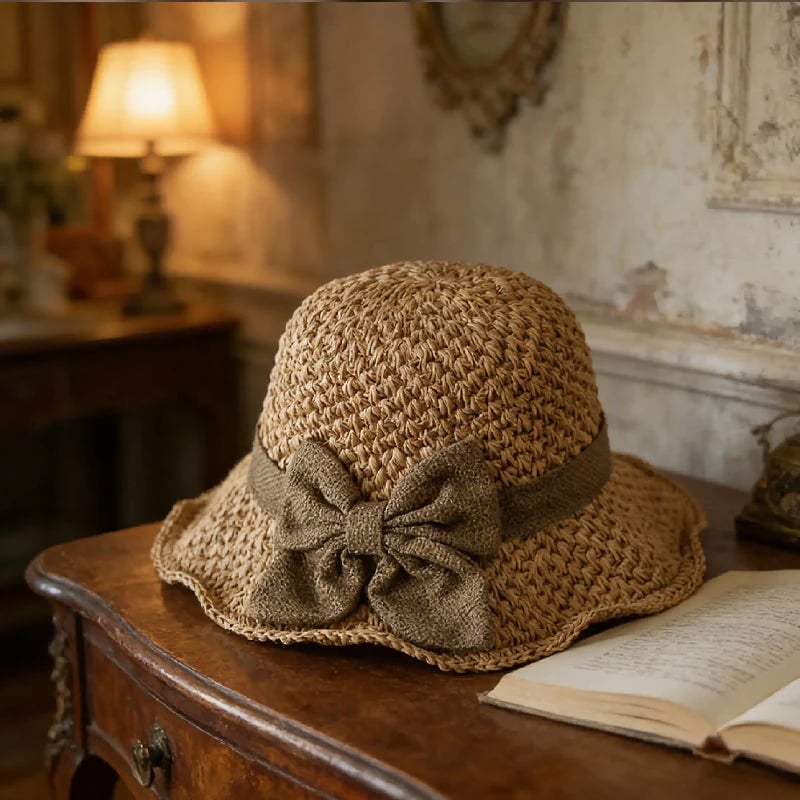 🌞Elegant Woven Straw Sun Hat with Bow