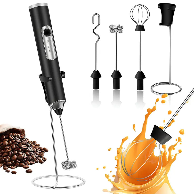 ⚡ Super Powerful Torque — Rechargeable Milk Frother Wand ☕3-Speed Handheld Foam Maker for Coffee, Matcha & Protein Shakes