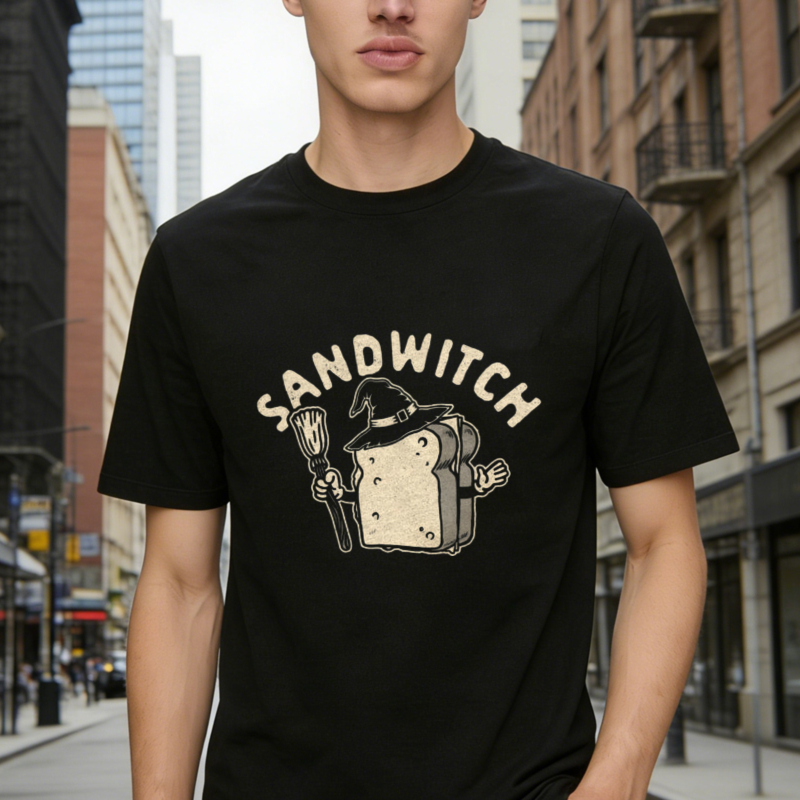 Sandwitch Witch Bread Broom Funny Food Pun Graphic T-shirt