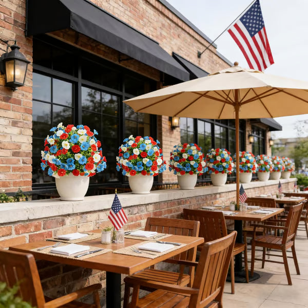 50K+ SOLD! 🔥 🇺🇸 Patriotic Artificial Flower Tree with Ground Spike🔥4th of July