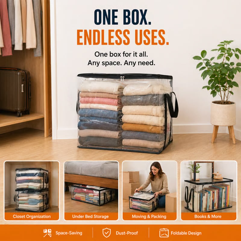 🔥🔥Mother's Day Sale 55% OFF 🎁 Heavy-Duty Clear Storage Bag for Clothes & Moving