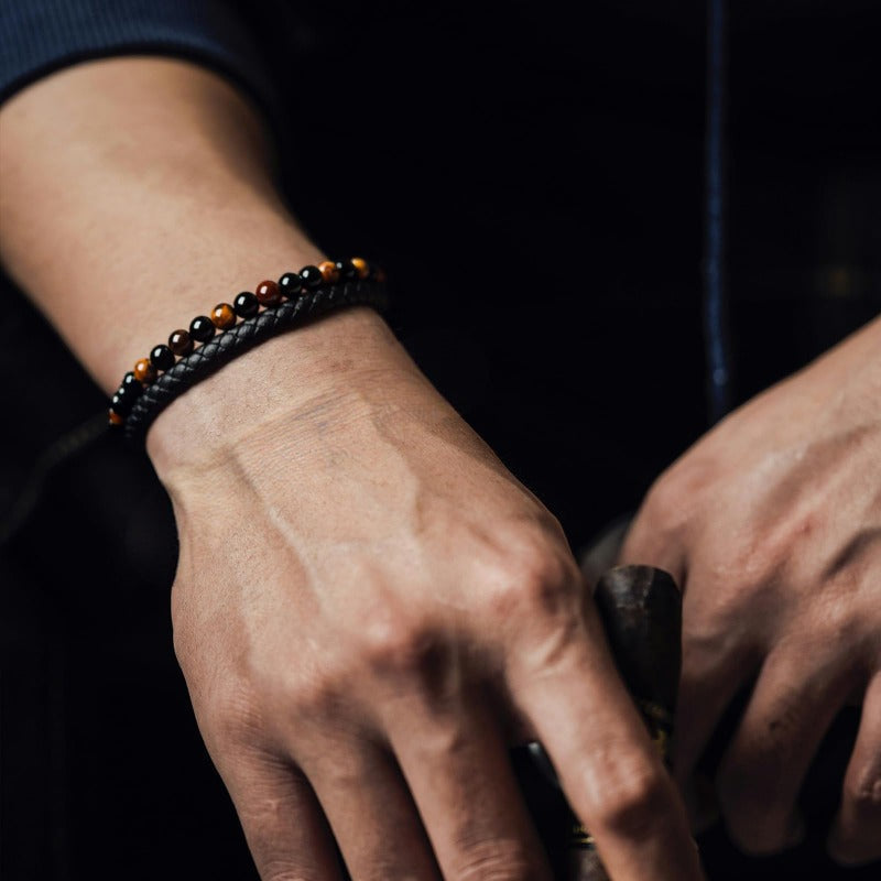 Tiger's Eye Leather Bracelet