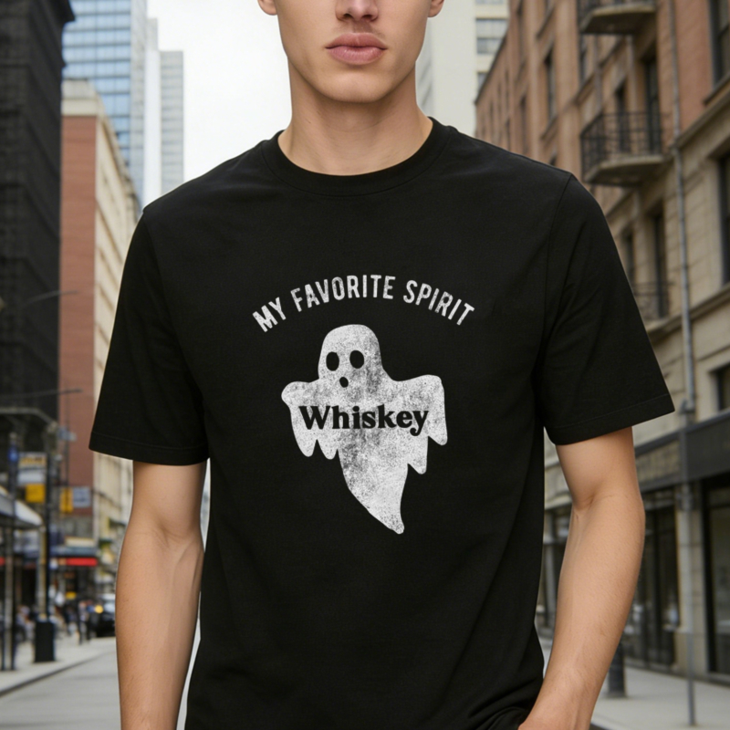 My Favorite Spirit Whiskey Ghost Halloween Funny Graphic T-shirt