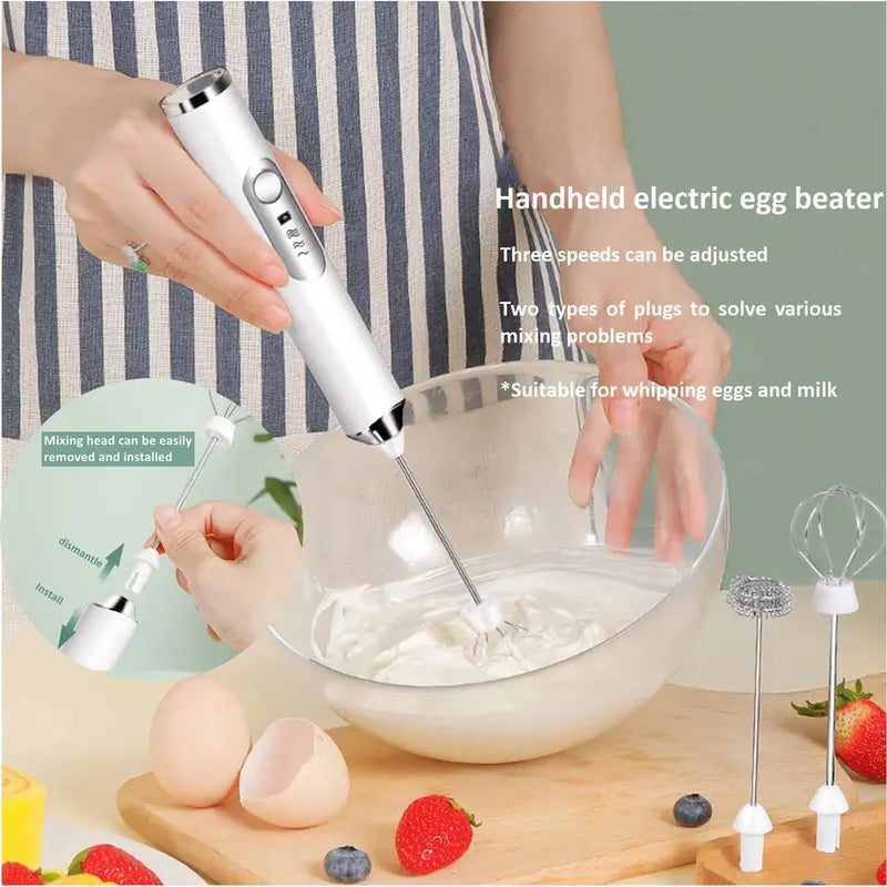 ⚡ Super Powerful Torque — Rechargeable Milk Frother Wand ☕3-Speed Handheld Foam Maker for Coffee, Matcha & Protein Shakes