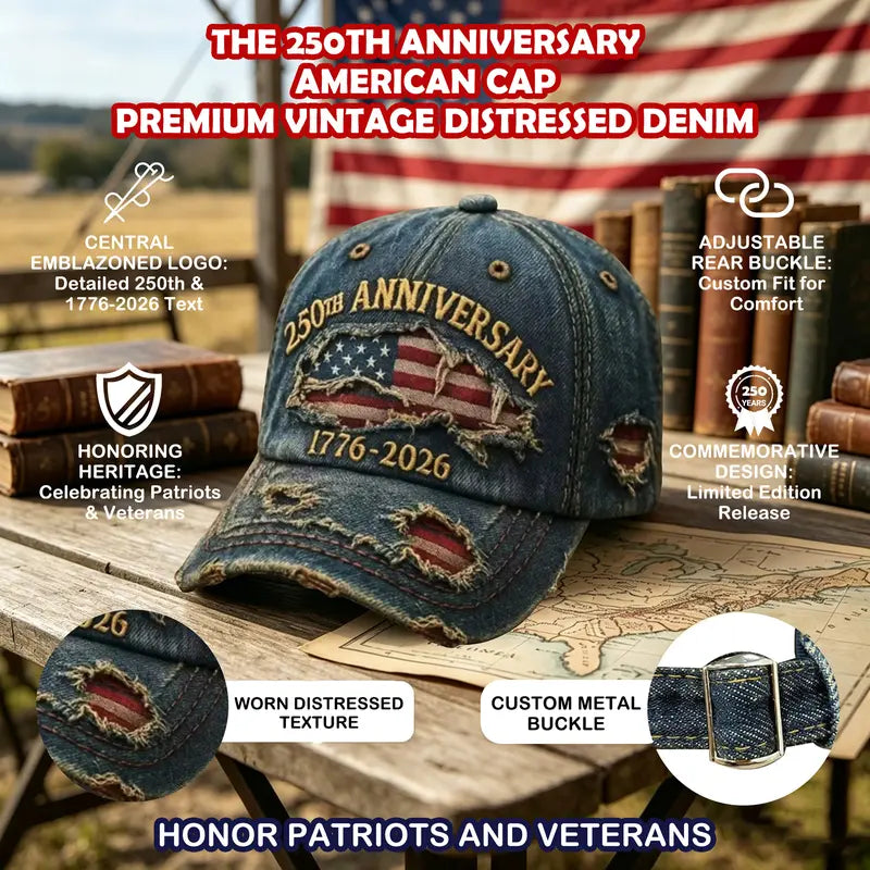 🔥Hot Sell 🇺🇸 Limited Edition ✨2026 USA 250th Anniversary Patriotic Hat – Vintage Heritage Baseball Cap (1776–2026)